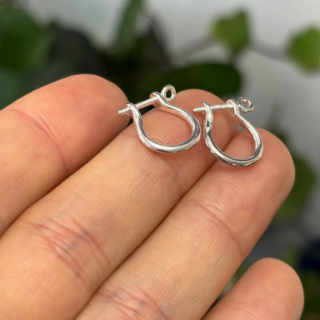 Sterling Silver Shackle Screw Link Hoop Earrings
