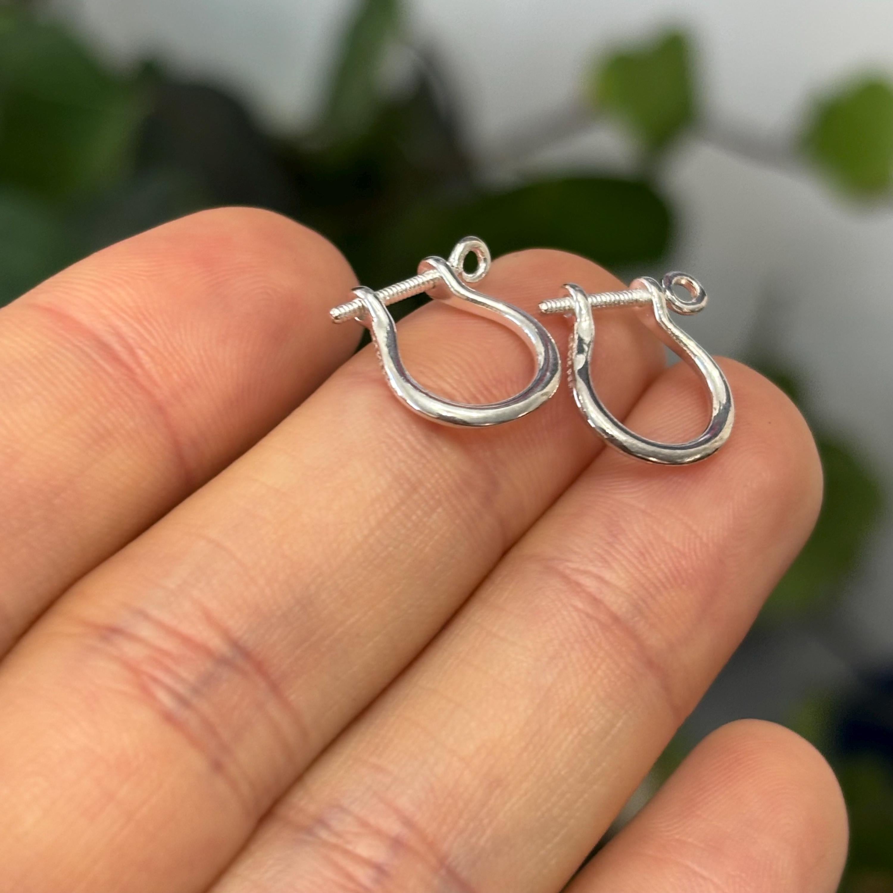 Sterling Silver Shackle Screw Link Hoop Earrings