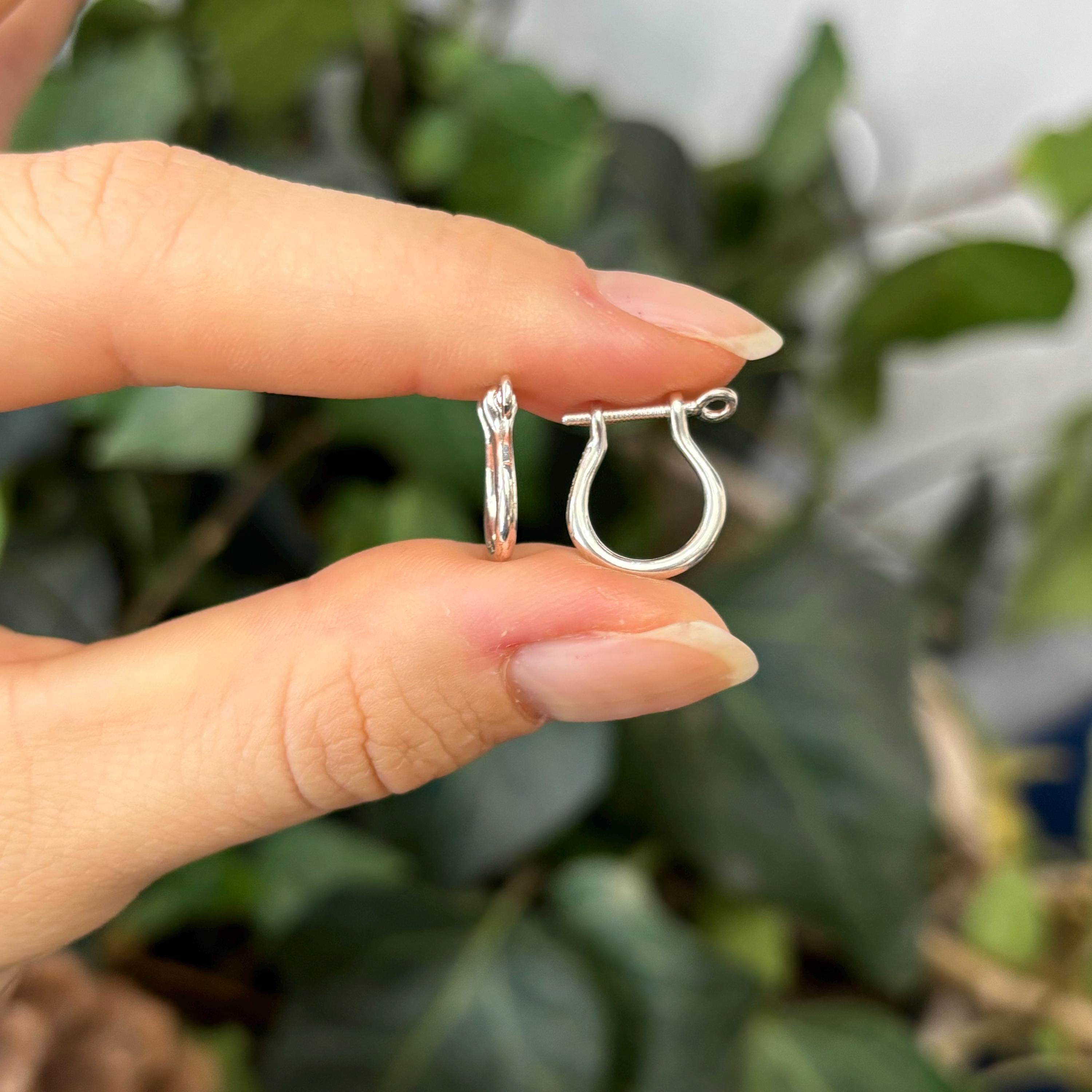 Sterling Silver Shackle Screw Link Hoop Earrings