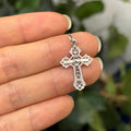 10k White Gold Diamond-Cut Cross Charm Pendant