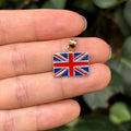 14K Yellow Gold Flag British Union Jack Enamel Pendant