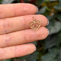 14K Yellow Gold Filigree Heart Design Detailed Charm Pendant