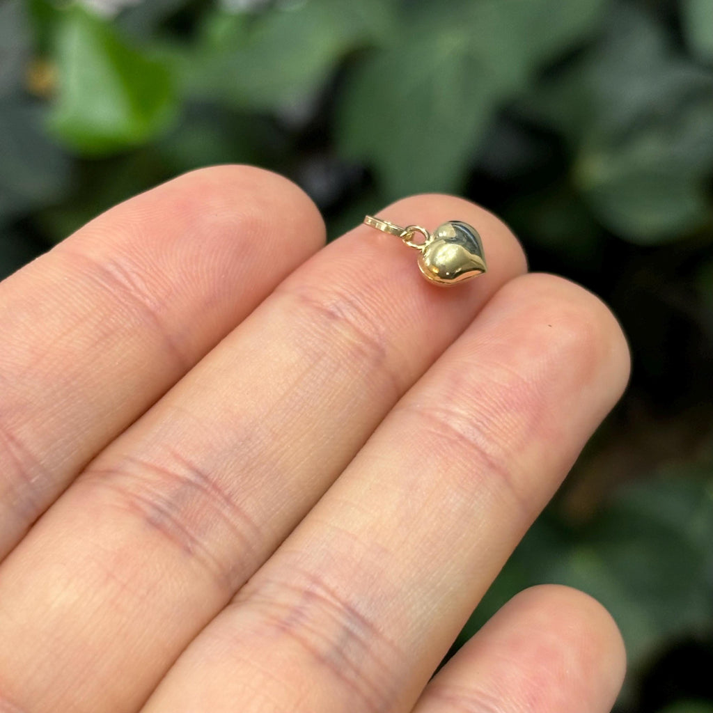 14K Gold Heart Puffed Charm Pendant Small Mini