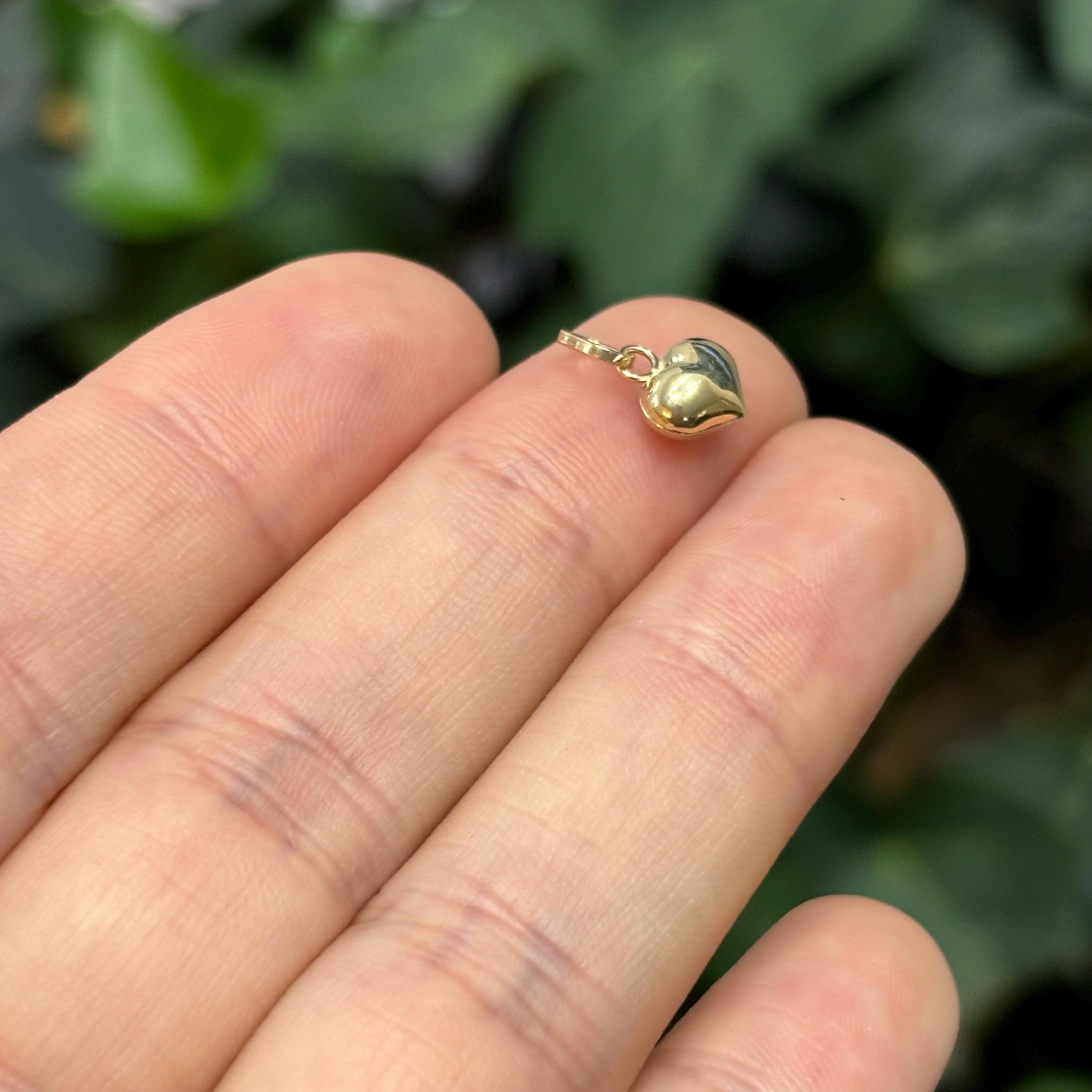 14K Gold Heart Puffed Charm Pendant Small Mini