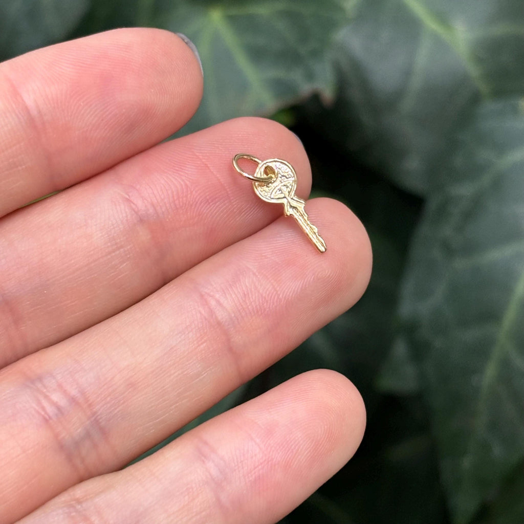 14K Gold Key Charm Pendant Small Mini