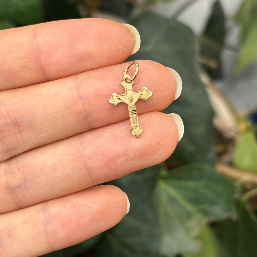 10k Gold Crucifix 2D Cross Charm Pendant
