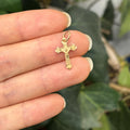 10k Gold Crucifix 2D Cross Charm Pendant