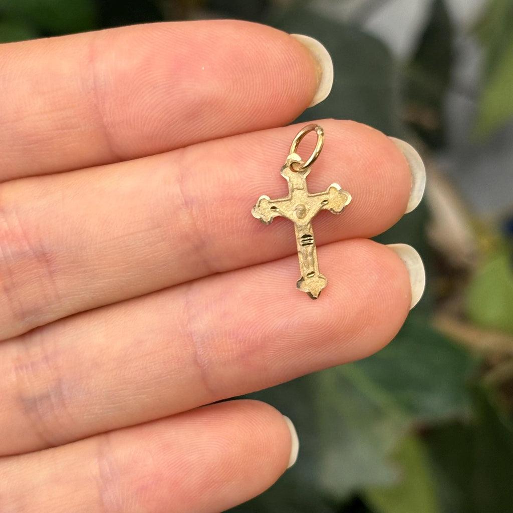 10k Gold Crucifix 2D Cross Charm Pendant