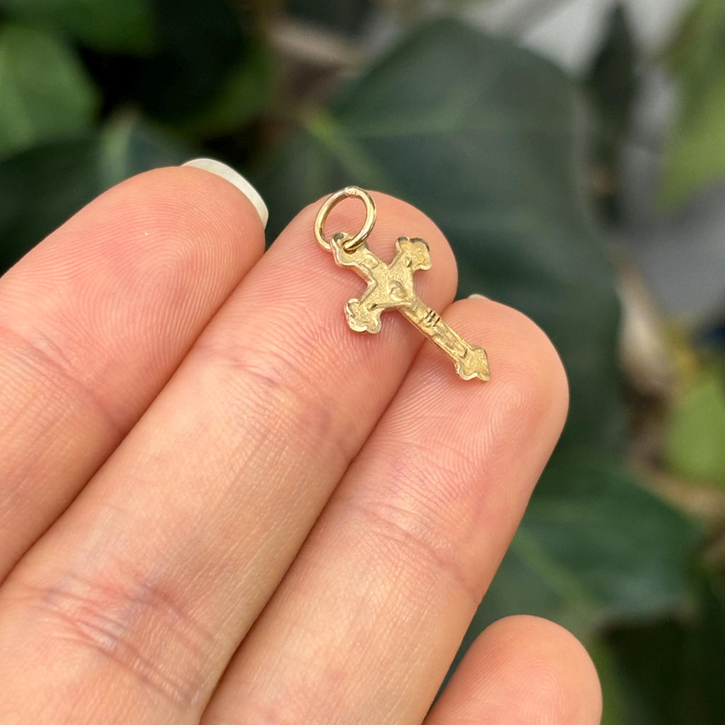 10k Gold Crucifix 2D Cross Charm Pendant