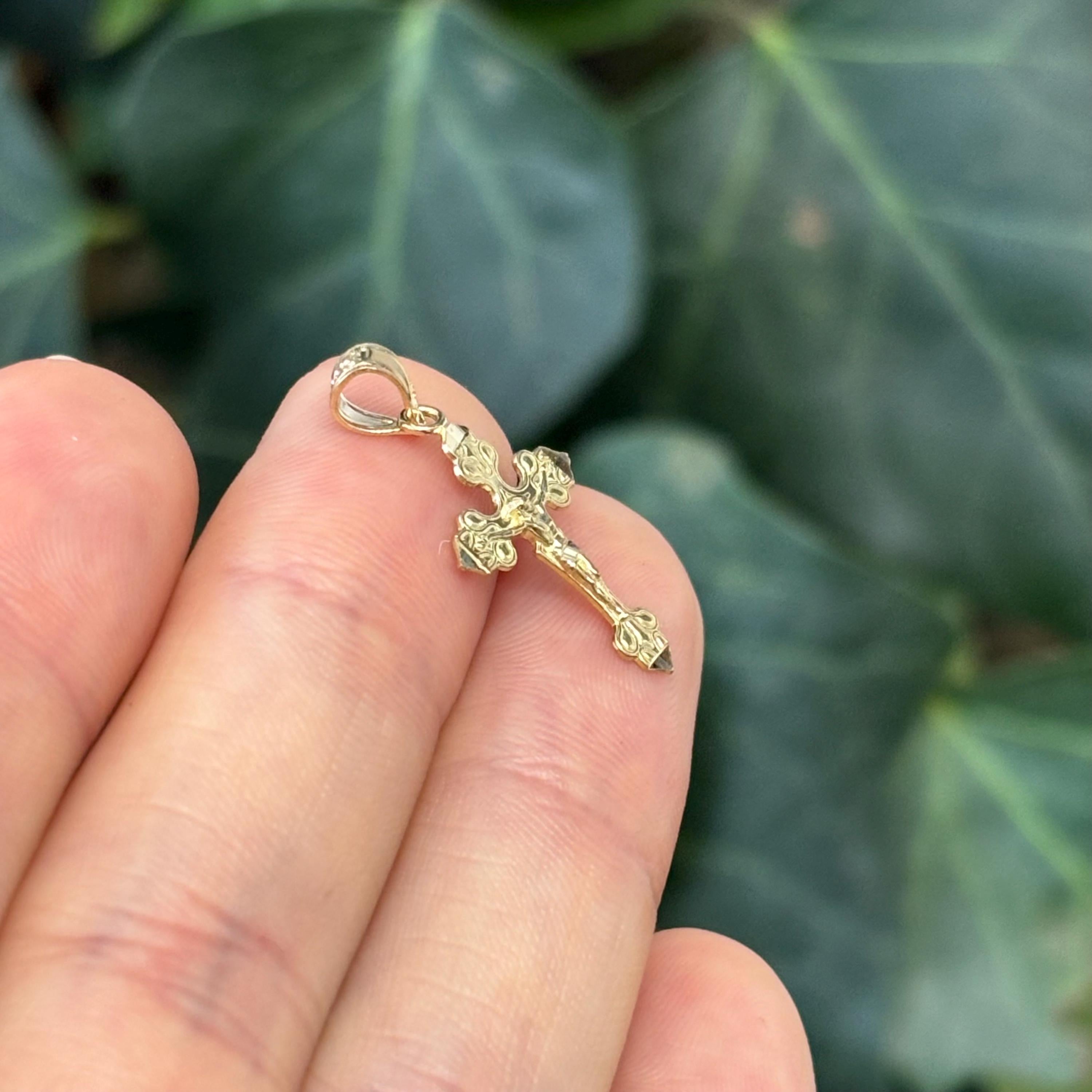 10k Gold Crucifix 2D Cross Charm Pendant