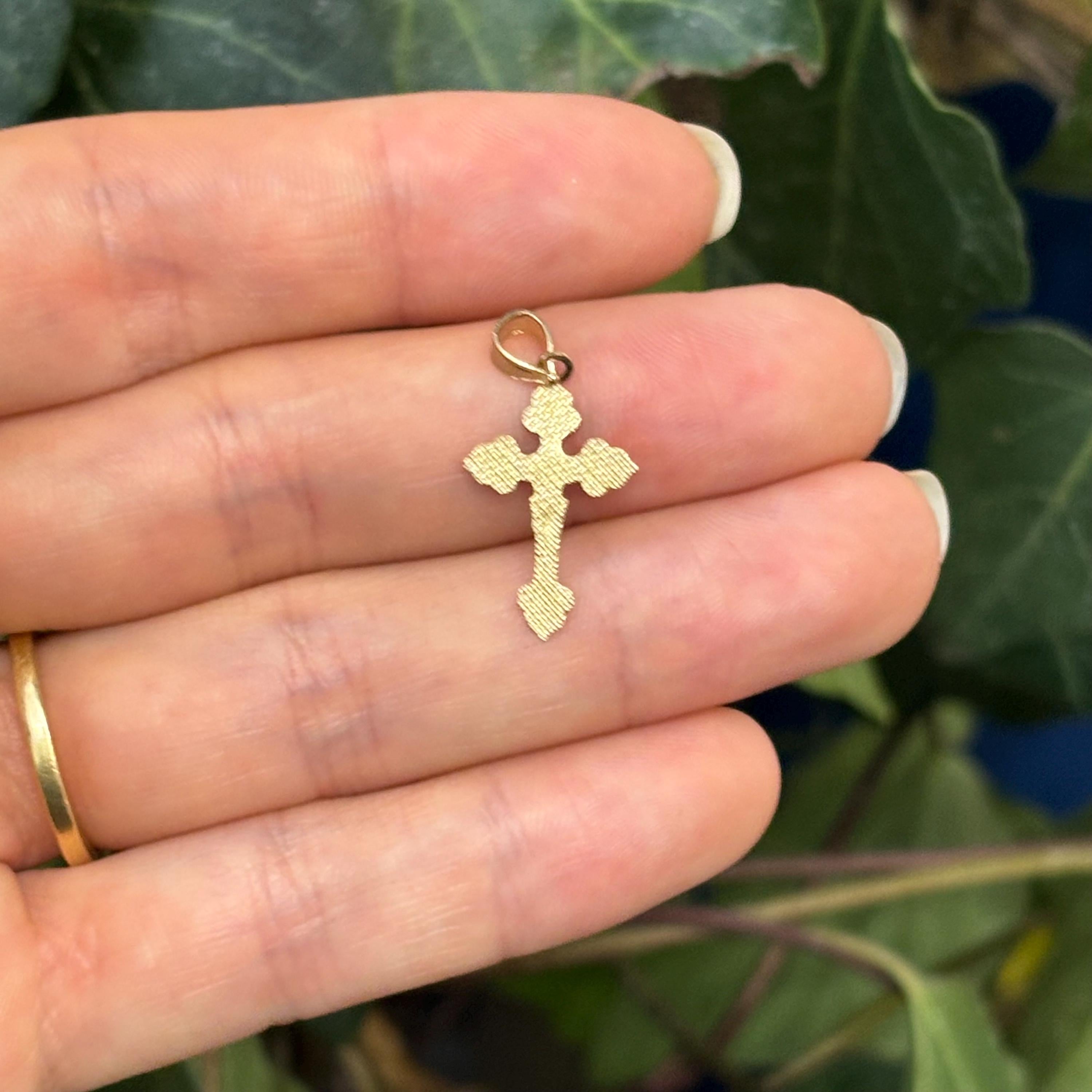 10k Gold Crucifix 2D Cross Charm Pendant