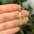 10k Gold Crucifix 2D Cross Pendant 25mm