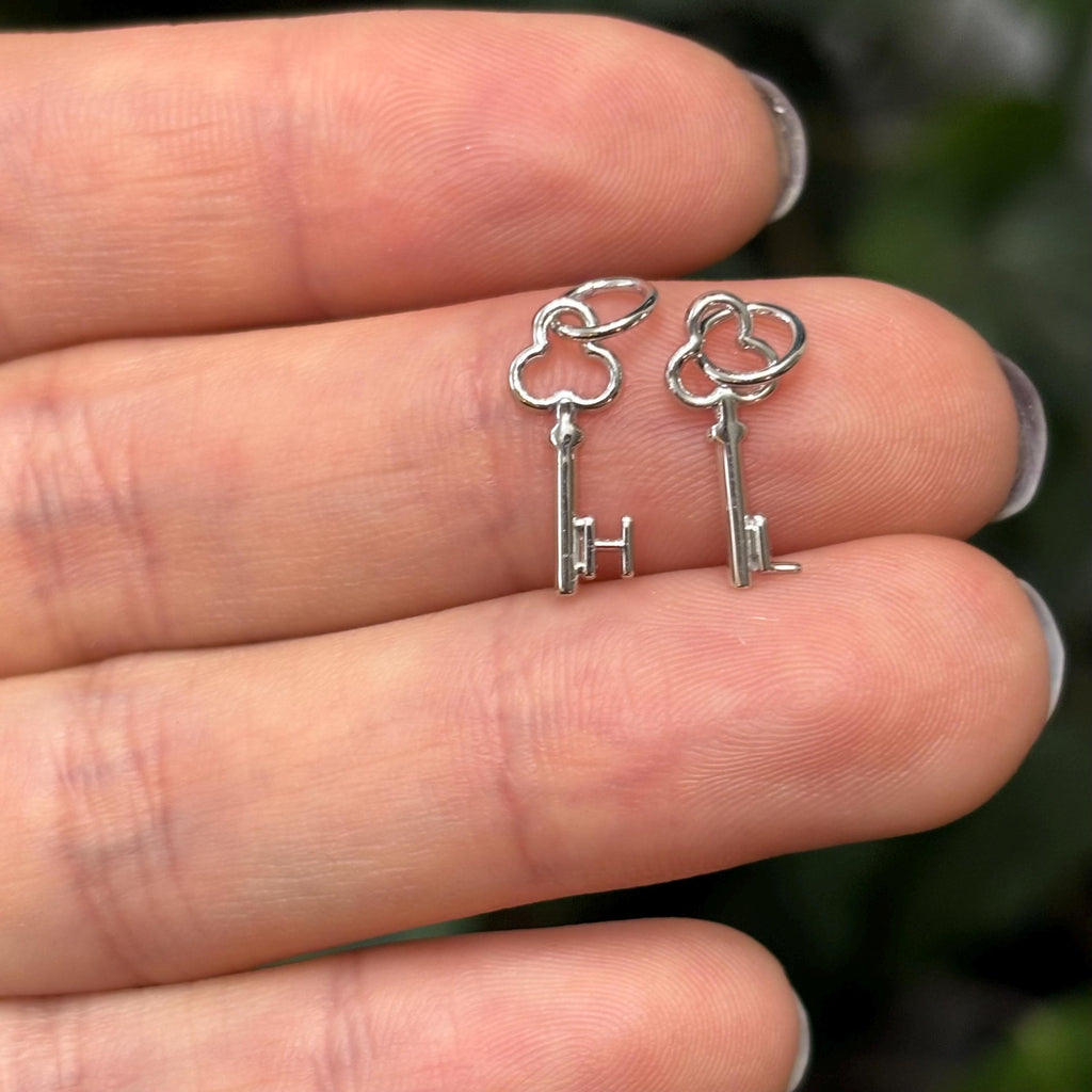 14K White Gold Initial Key Charm Pendant