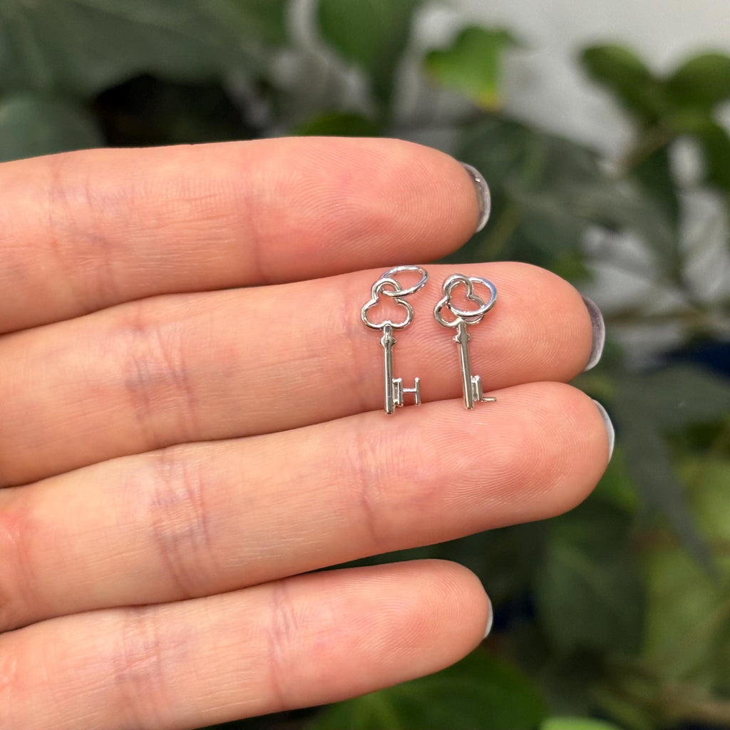 14K White Gold Initial Key Charm Pendant