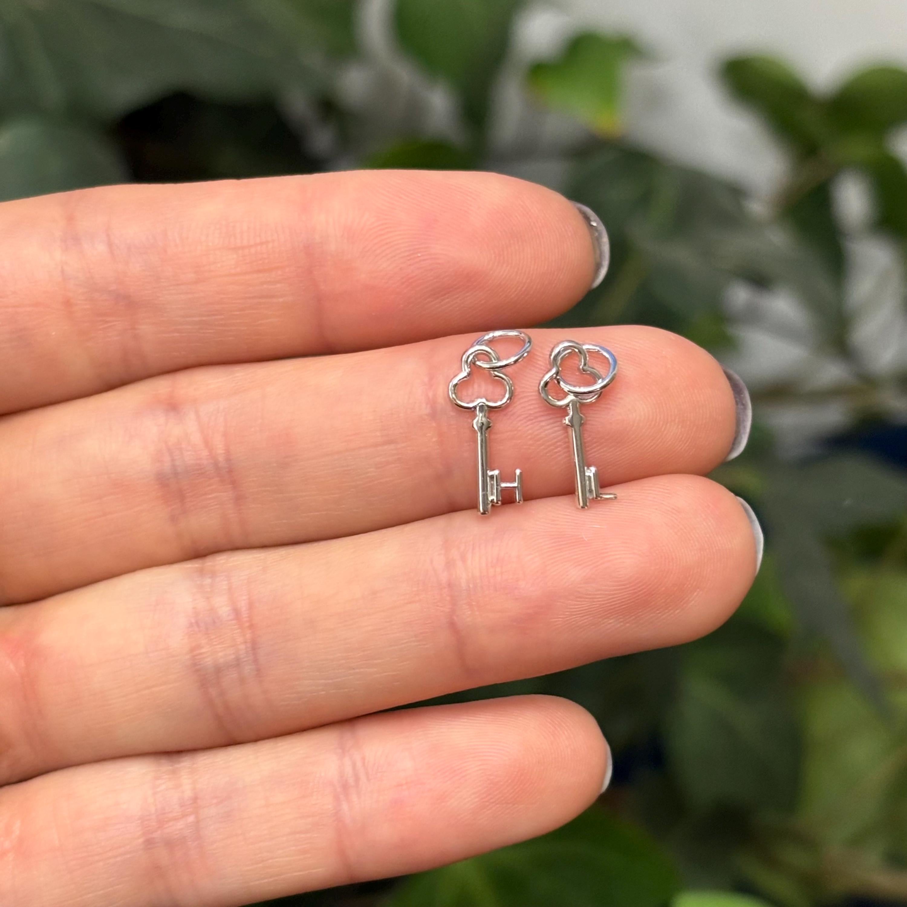 14K White Gold Initial Key Charm Pendant