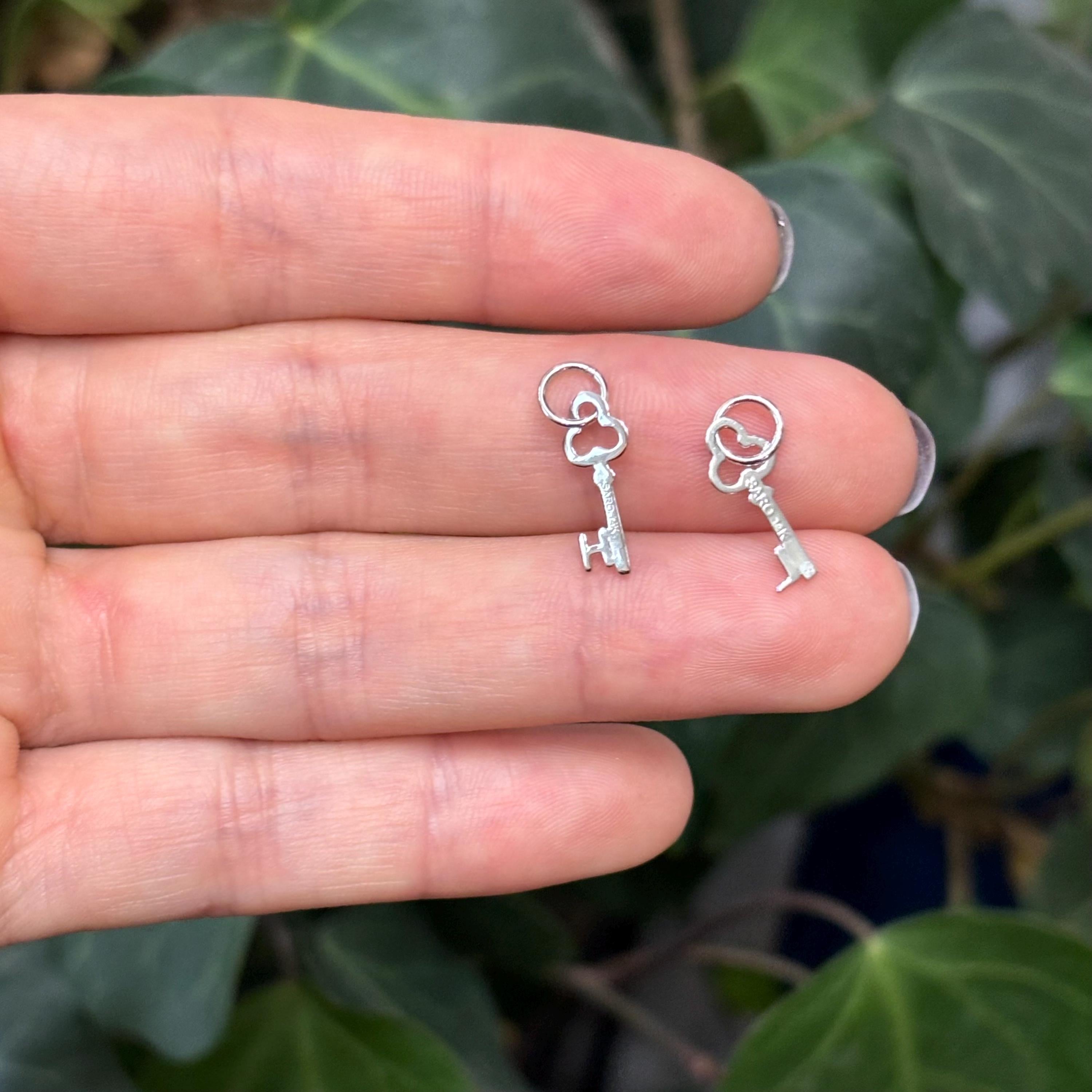 14K White Gold Initial Key Charm Pendant