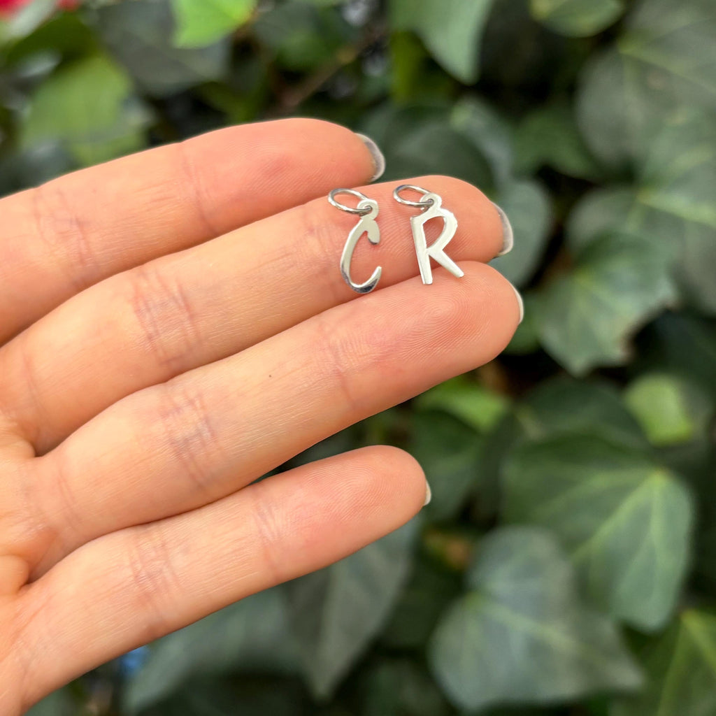 10K White Gold Initial Letter Charm Pendant