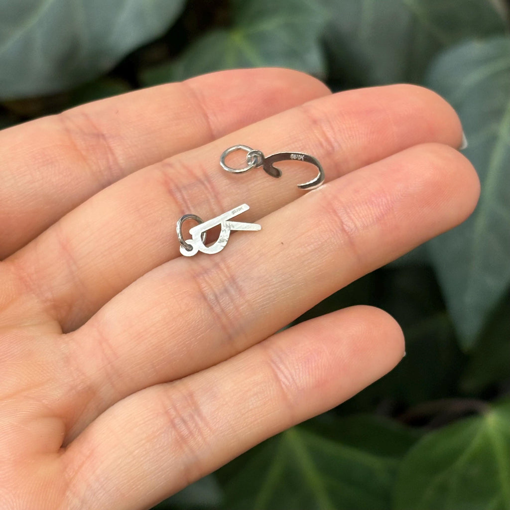 10K White Gold Initial Letter Charm Pendant