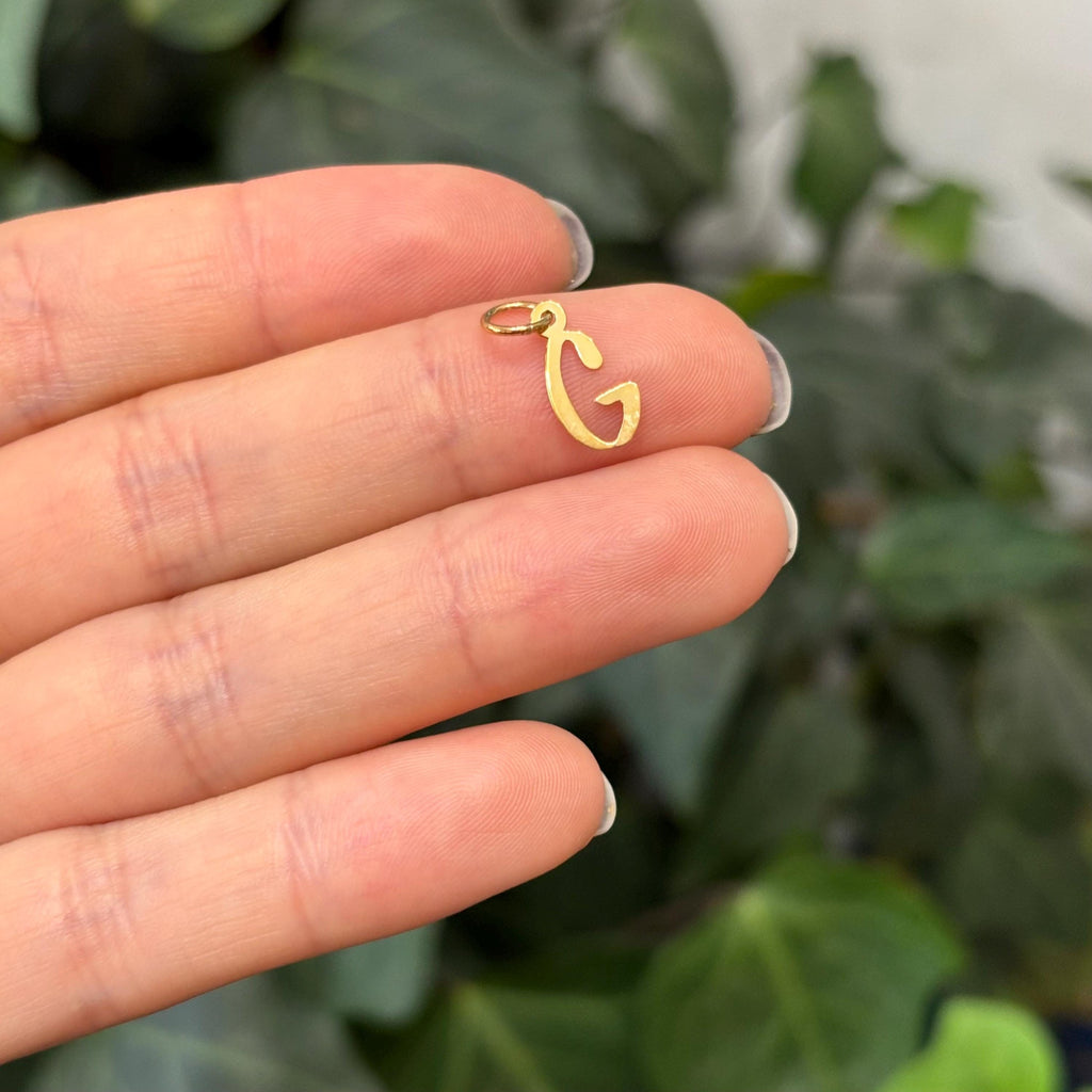 10K Yellow Gold Initial Letter Charm Pendant