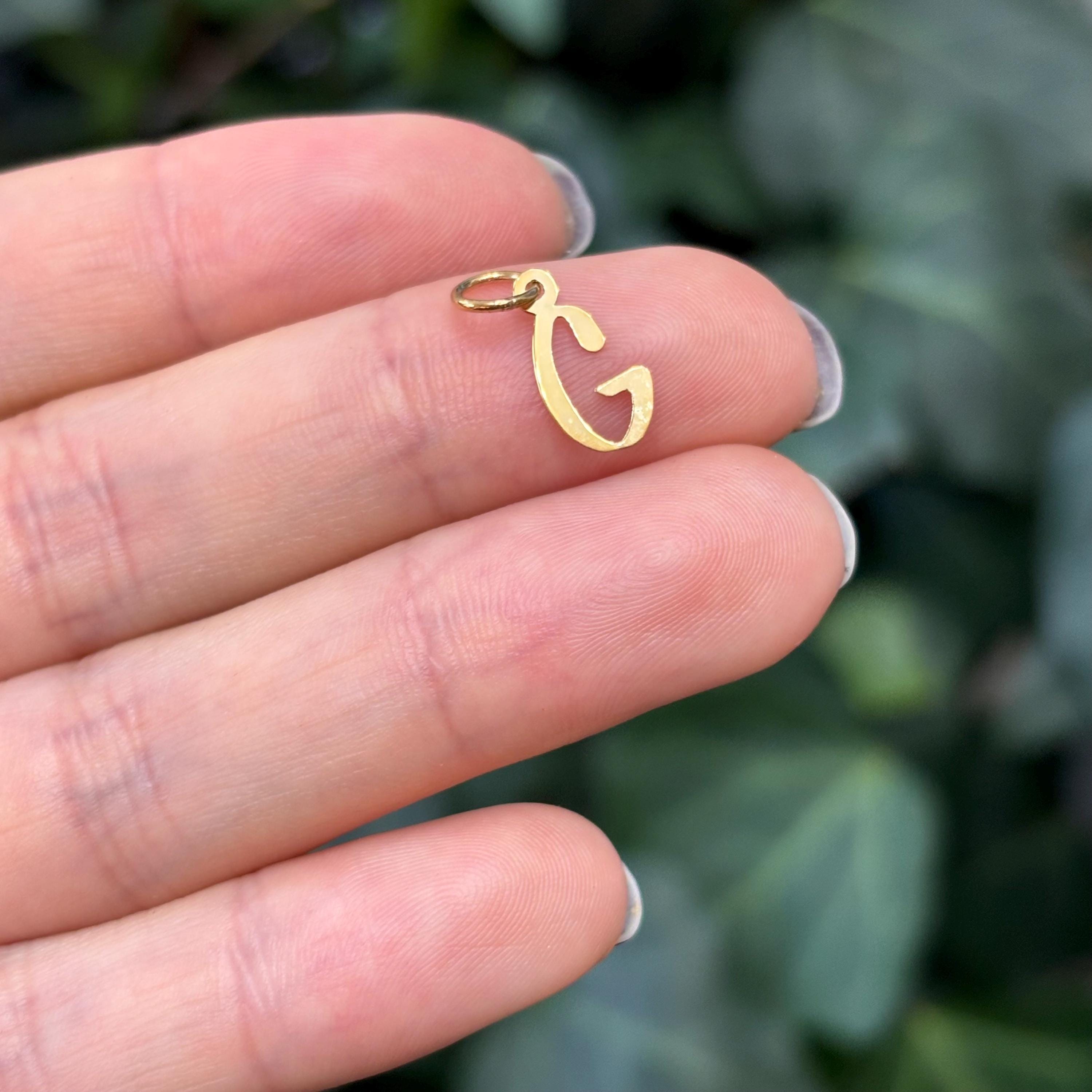 10K Yellow Gold Initial Letter Charm Pendant