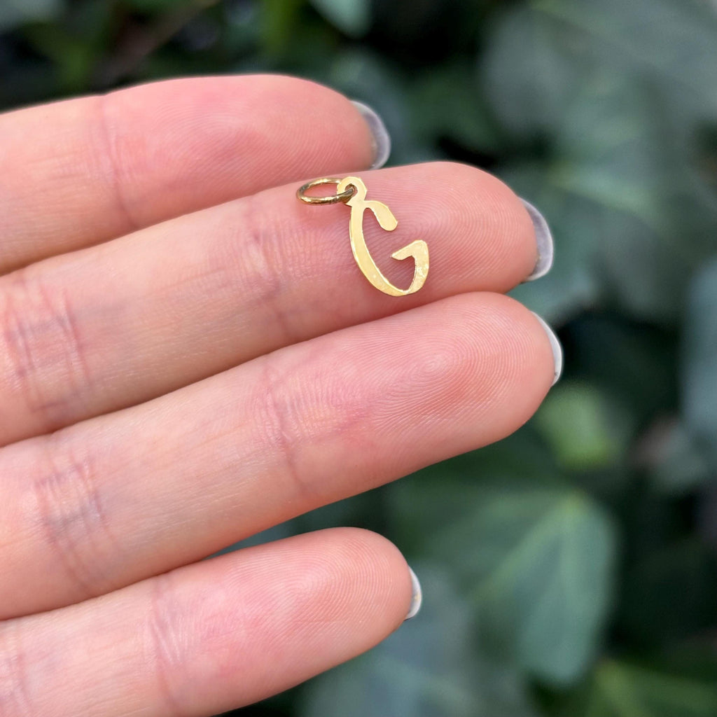 10K Yellow Gold Initial Letter Charm Pendant