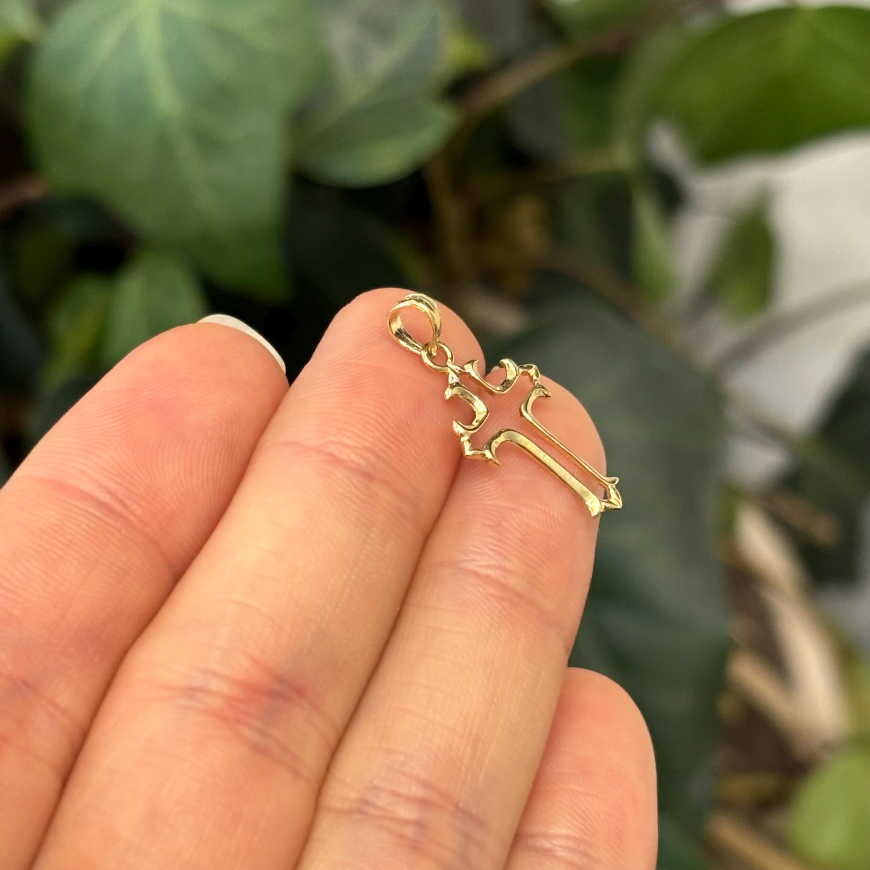 10k Gold Cut-Out Cross Small Charm Pendant