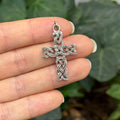 Sterling Silver Antiqued Celtic Knot Cross Charm Pendant 32mm