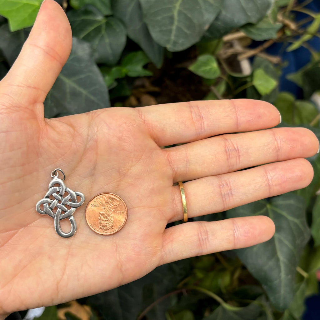 Sterling Silver Celtic Knot Cross Charm Pendant 28mm