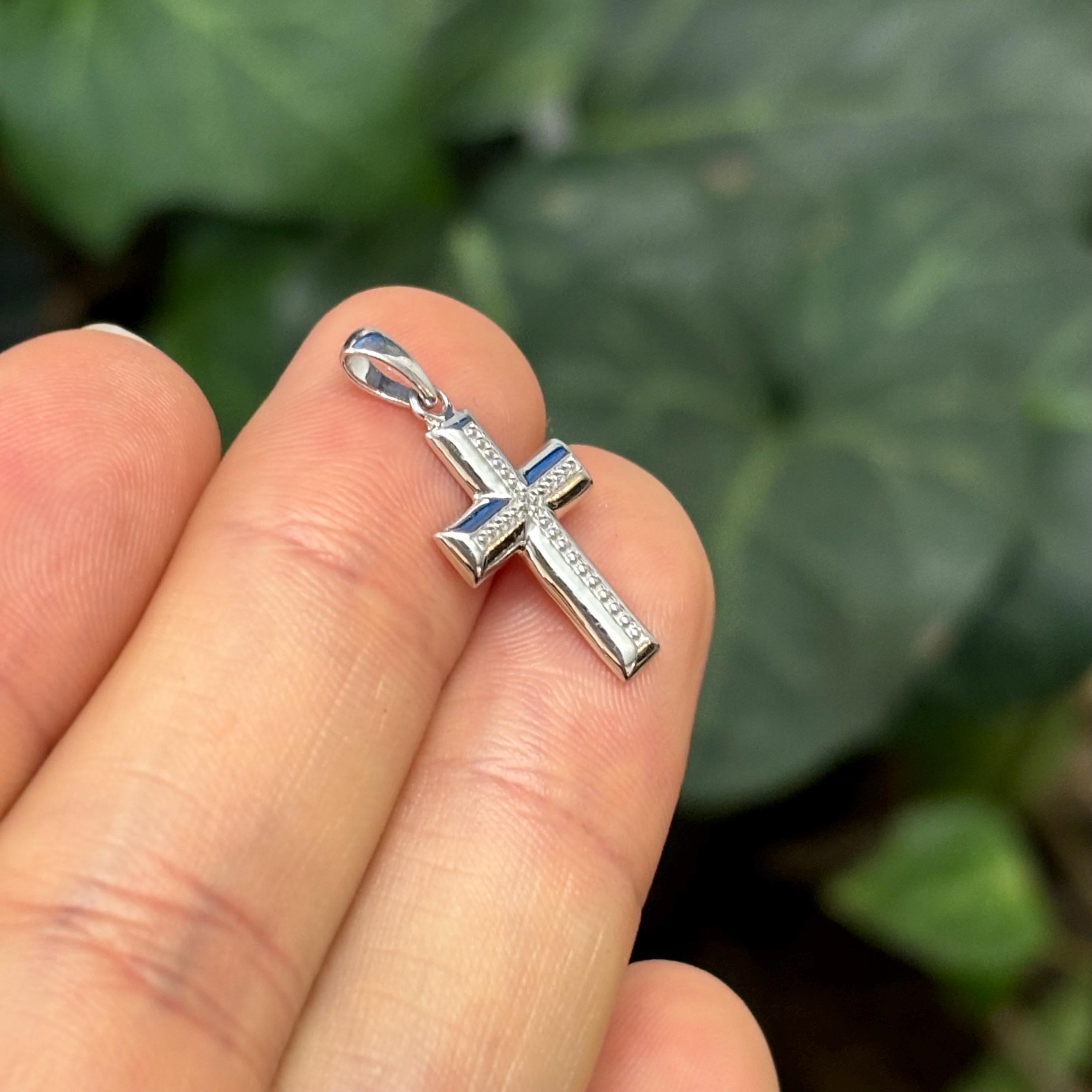 Sterling Silver Bubbled Diamond Cross Charm Pendant