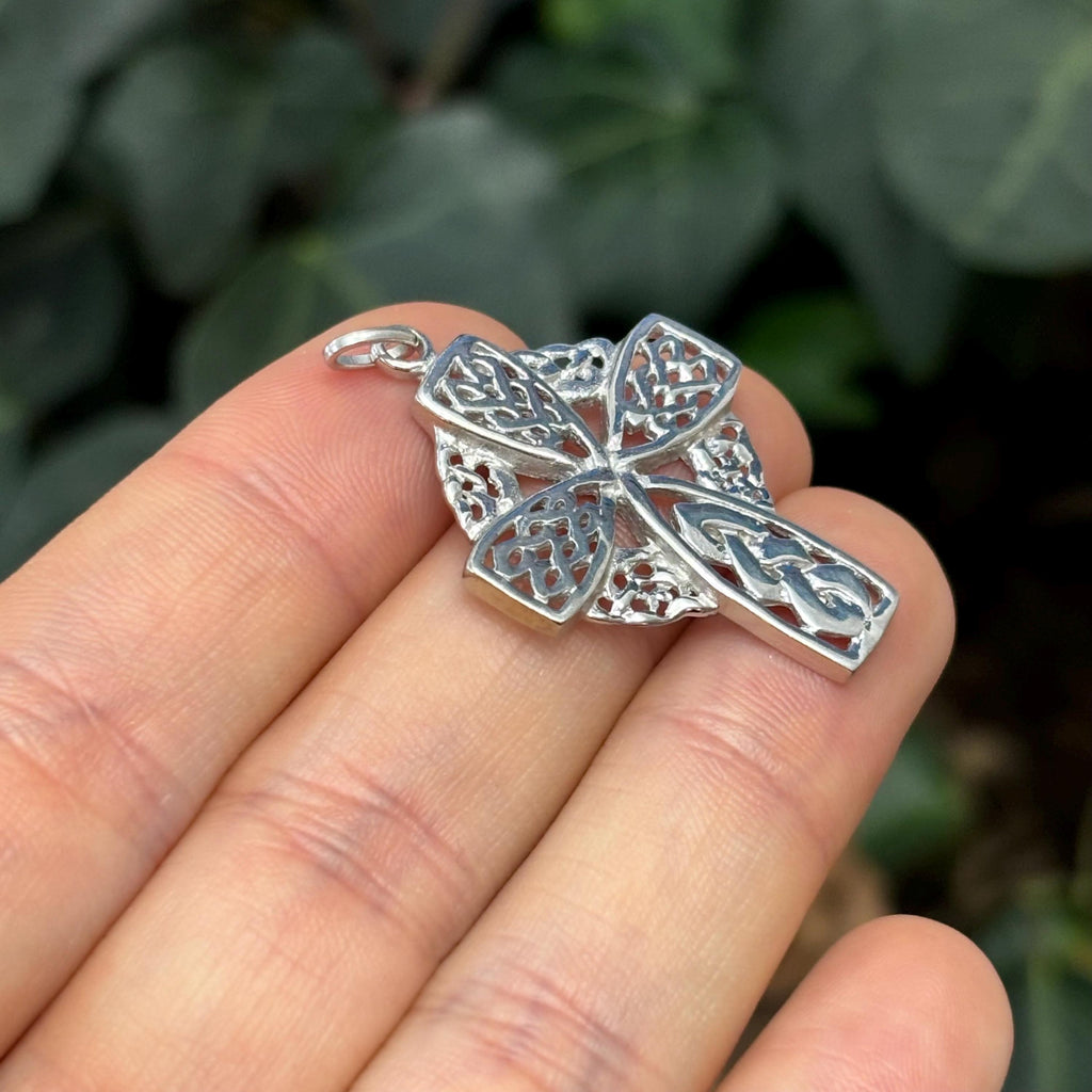 Sterling Silver Celtic Knot Weave Cross Charm Pendant