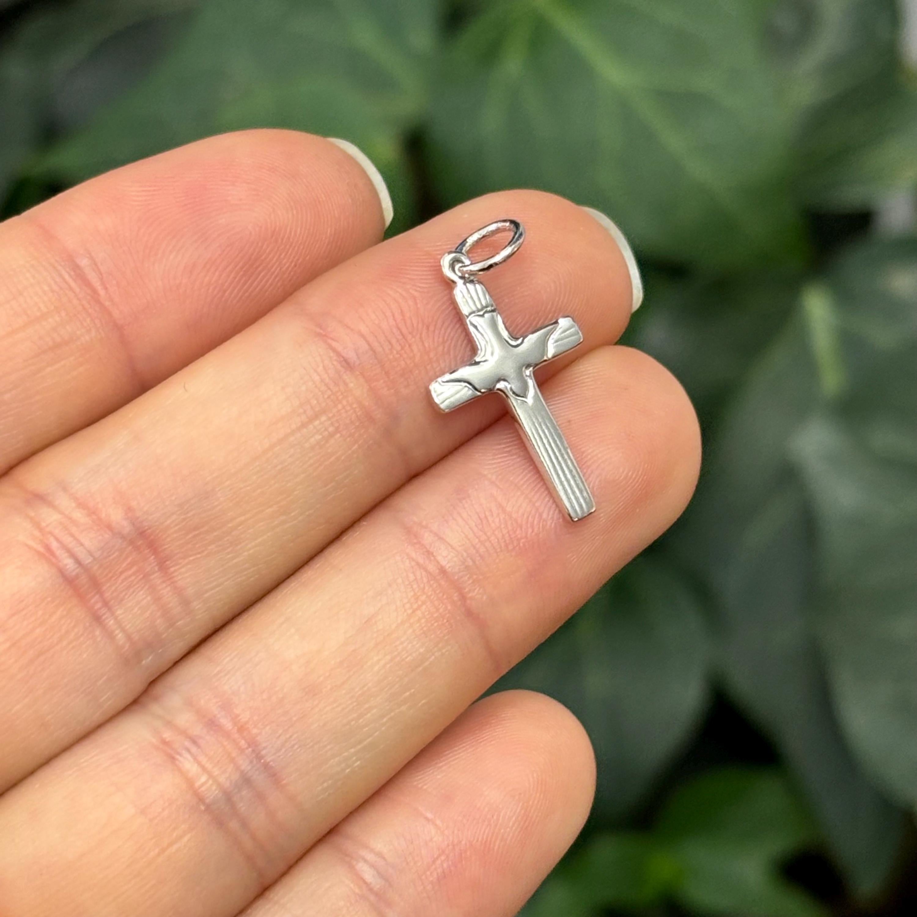 Sterling Silver Dove Cross Charm Pendant