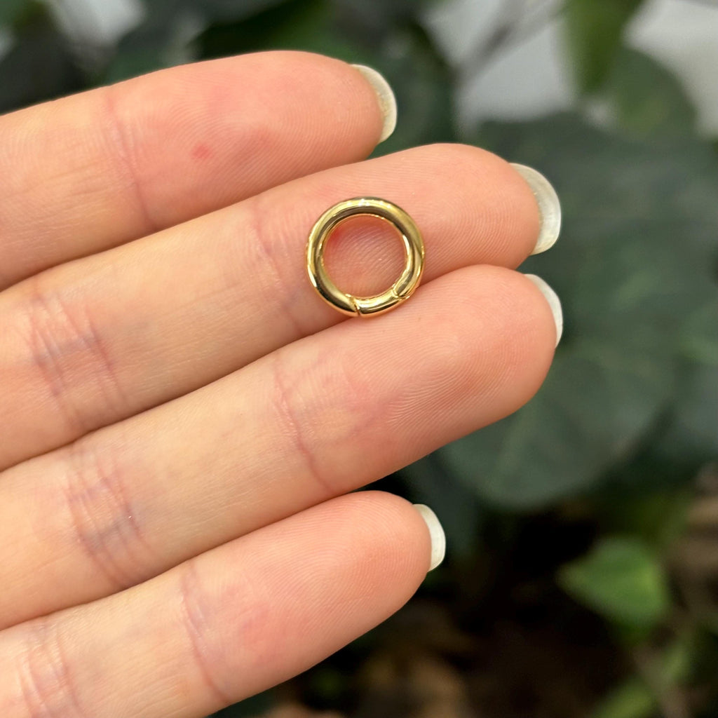 10k Yellow Gold Hinged Circle Pendant Hanger Holder Connecter 7.5mm