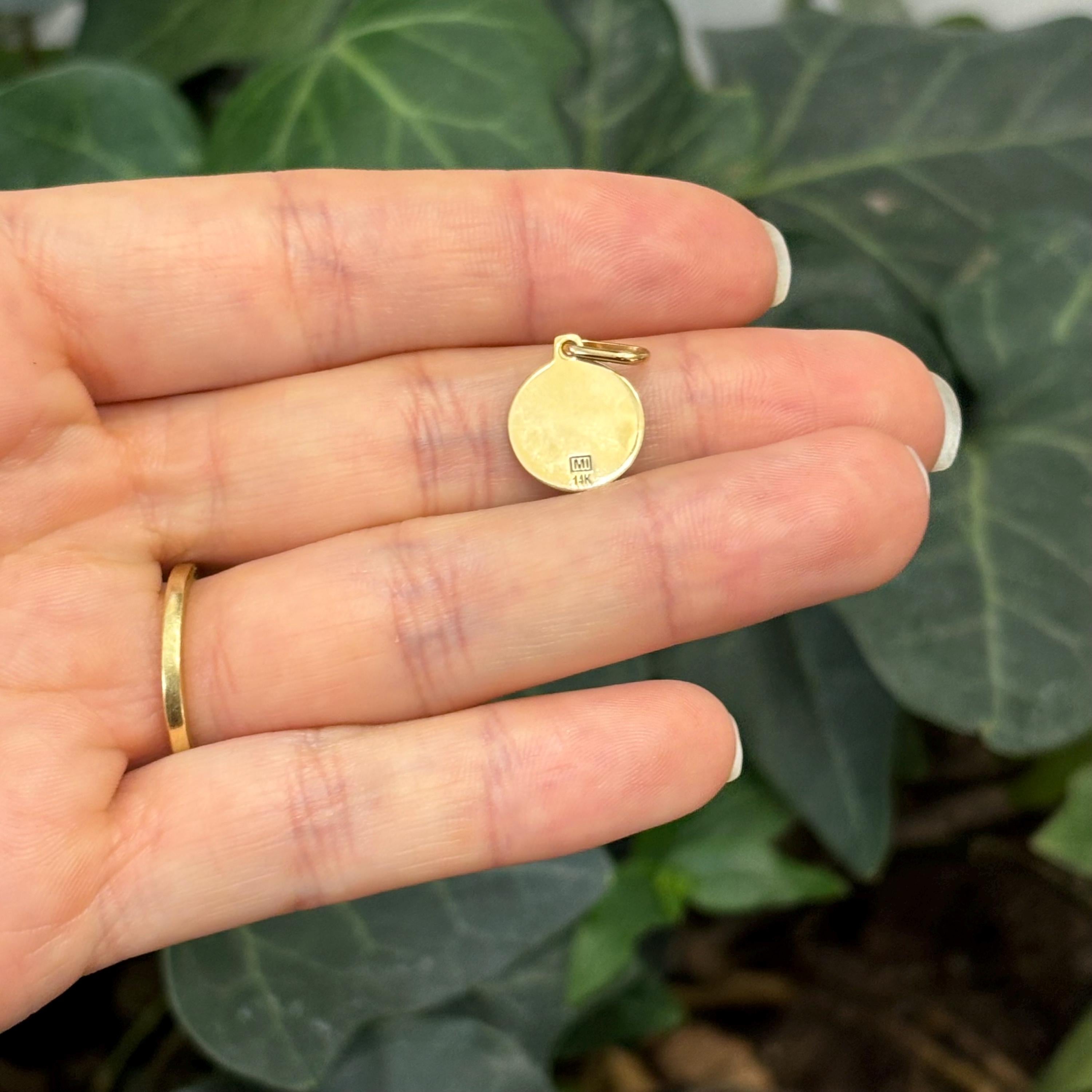 14k Gold St Michael Medal Round Medal Pendant 12mm