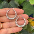 Sterling Silver Bamboo Round Hoop Earrings 27mm