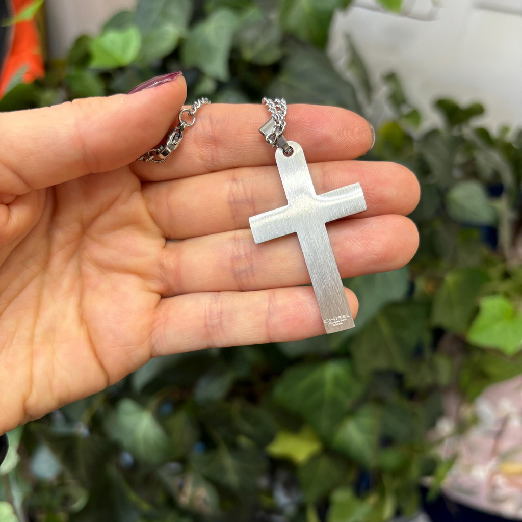 Stainless Steel Lord’s Prayer Cross Pendant Necklace