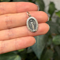 Sterling Silver Miraculous Medal Oval Medal Charm Pendant 19mm x 14mm