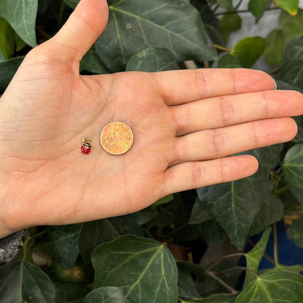 14k Gold Red Ladybug 2D Pendant Charm
