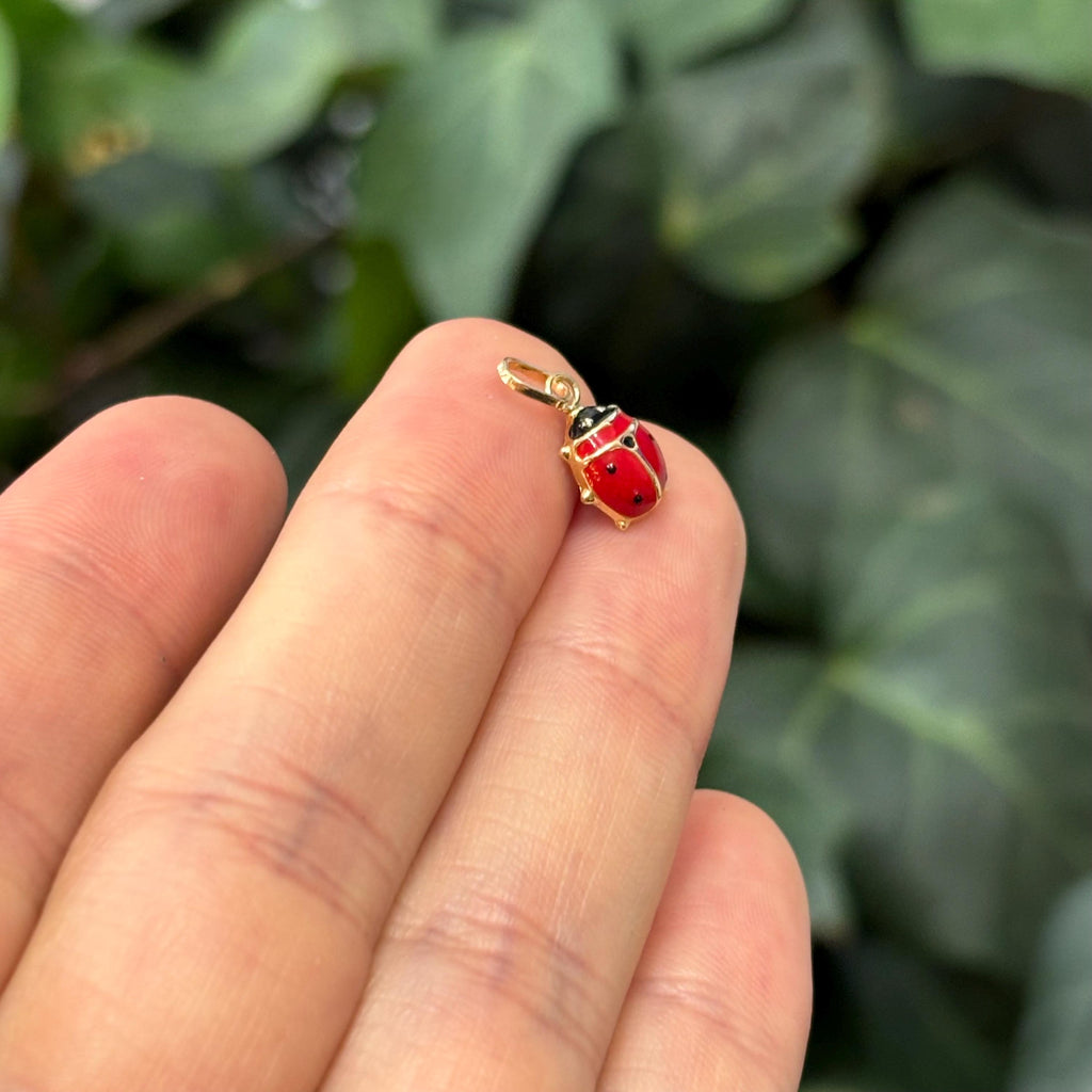 14k Gold Red Ladybug 2D Pendant Charm
