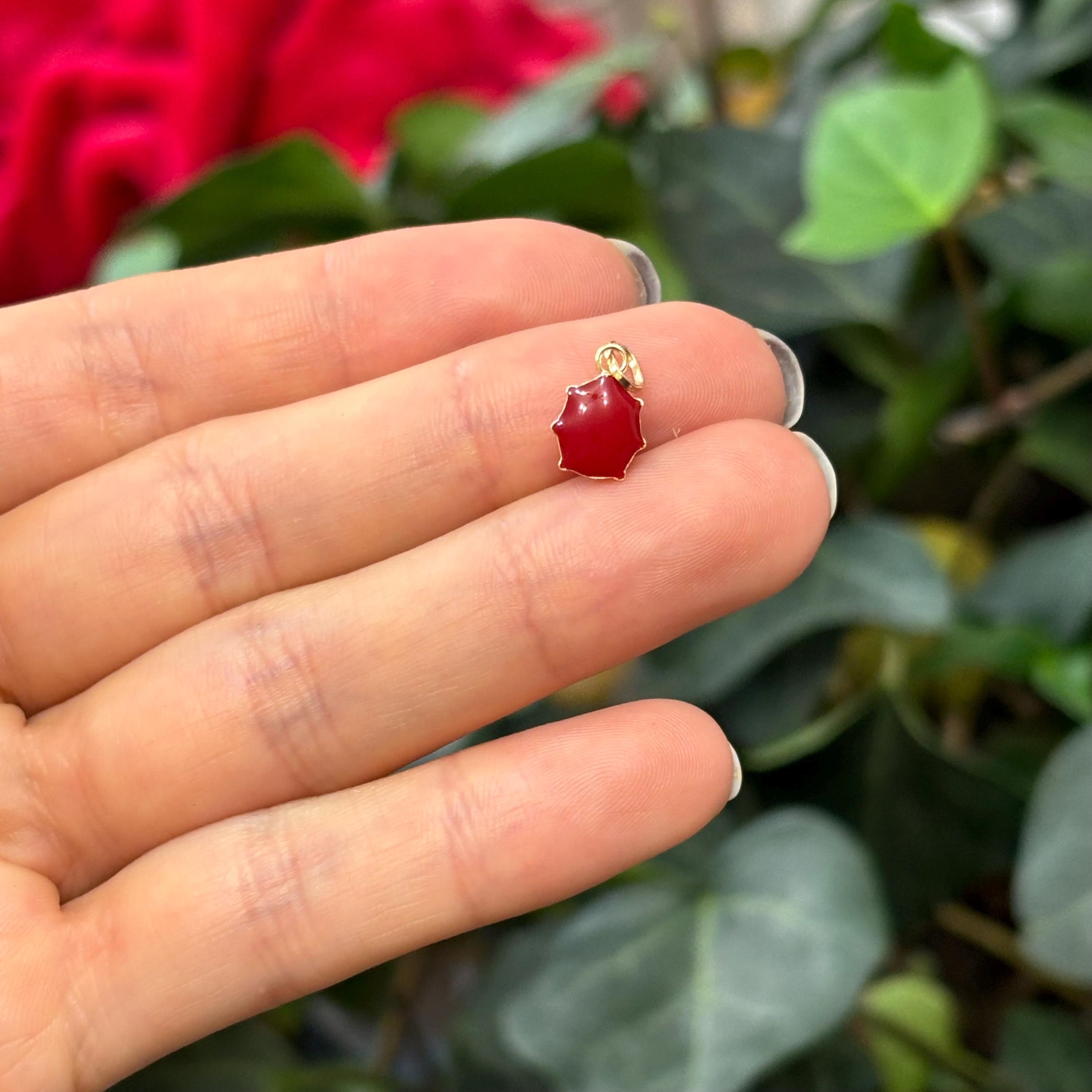 14k Gold Red Ladybug 2D Pendant Charm