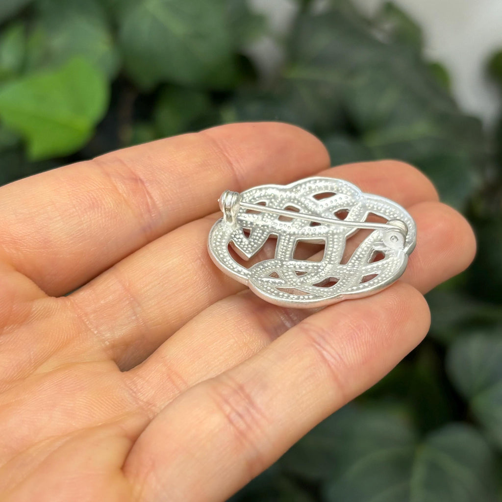 Sterling Silver Celtic Knot Pin Brooch Satin-Finished
