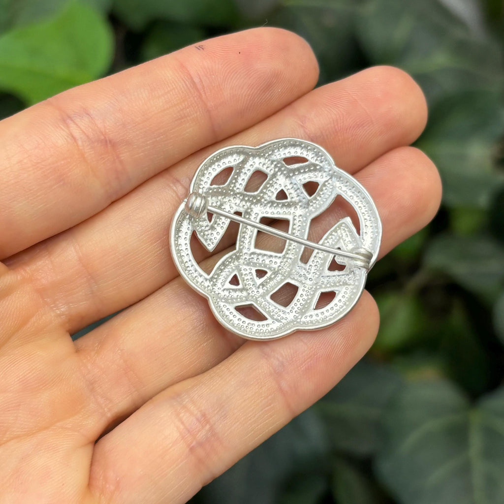 Sterling Silver Celtic Knot Pin Brooch Satin-Finished