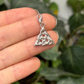 Sterling Silver Celtic Trinity Knot Triangle Charm Pendant Lobster Clip Clasp