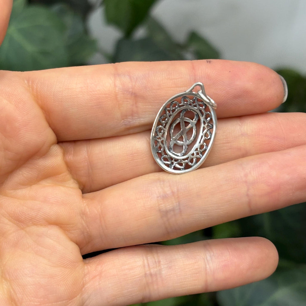 Sterling Silver Celtic Infinity Knot Oval Charm Pendant