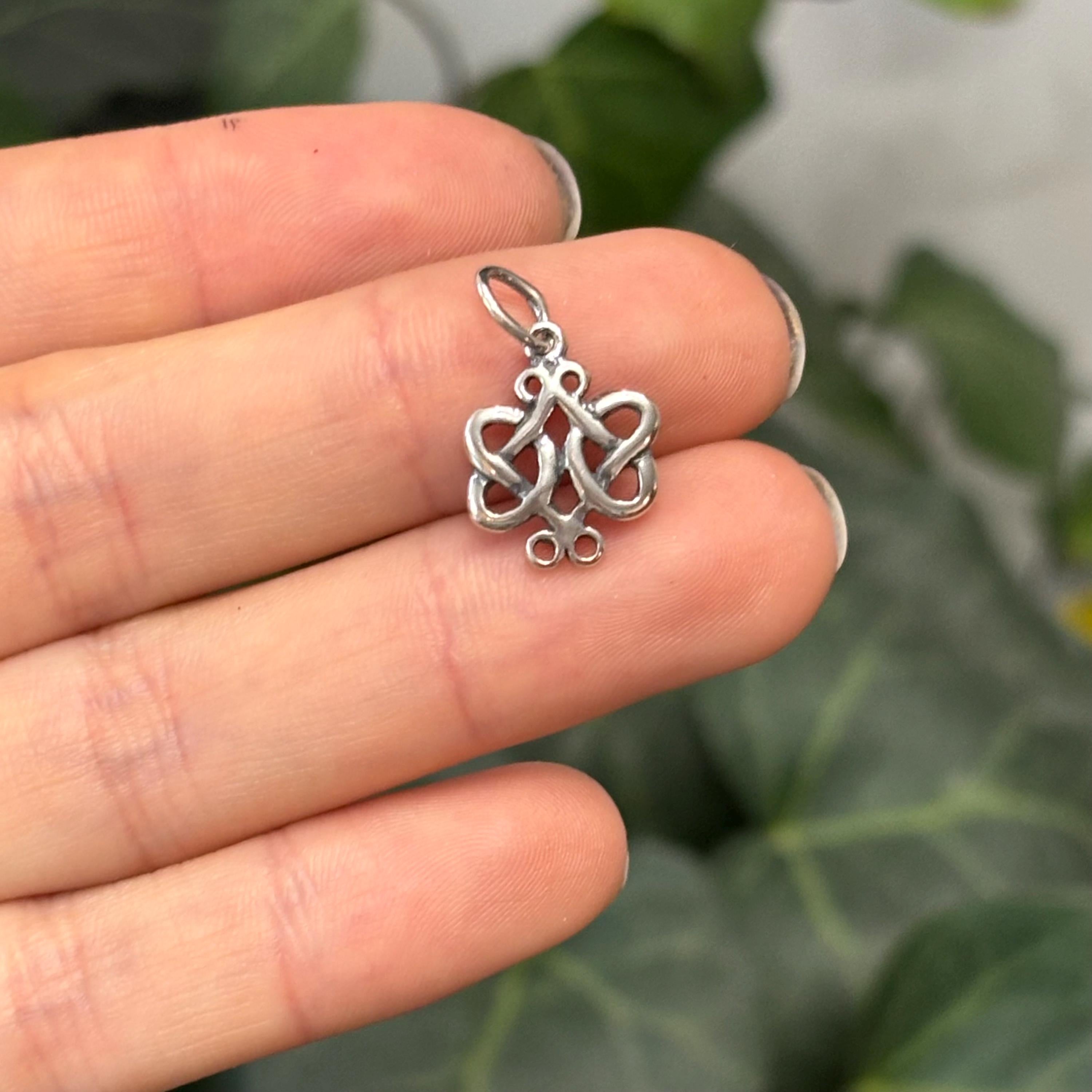 Sterling Silver Scroll Celtic Knot Charm Pendant