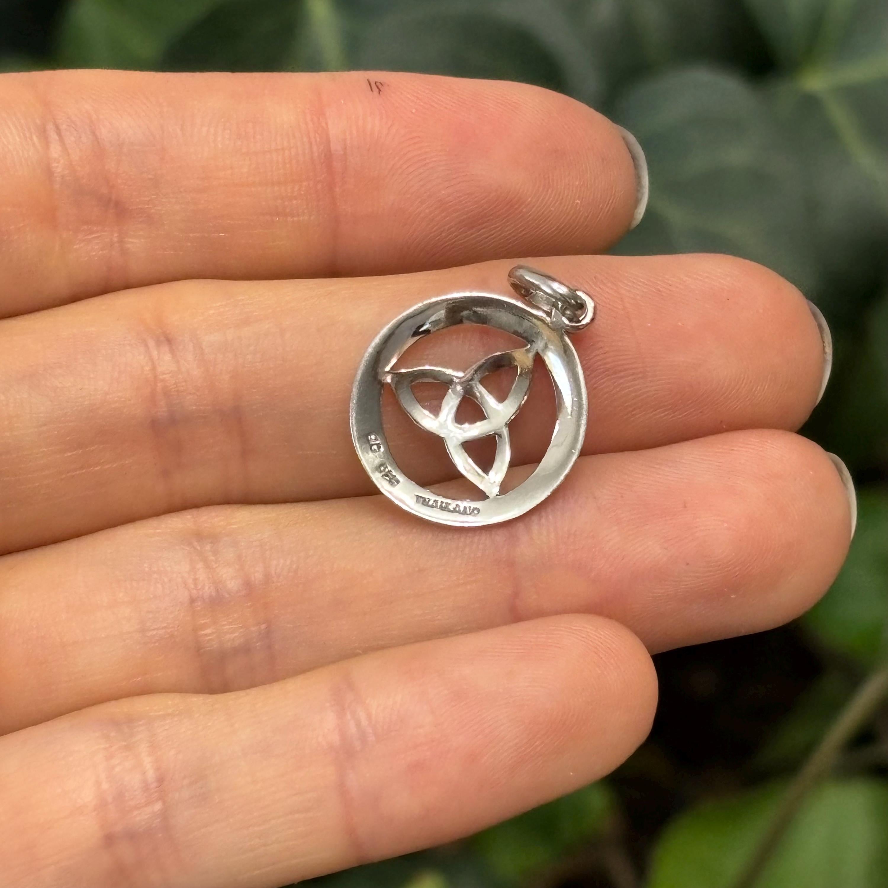 Sterling Silver Celtic Trinity Knot Circle Charm Pendant