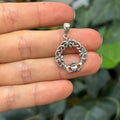 Sterling Silver Celtic Claddagh Clover  Circle Charm Pendant 20mm