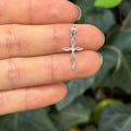10k White Gold Passion Thin Cross Charm Pendant