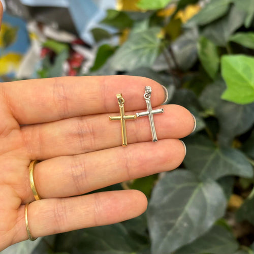 10k Gold Simple Cross Charm Pendant