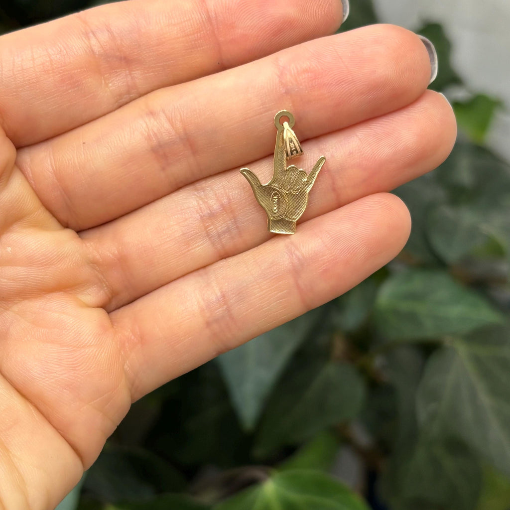 14k Gold I Love You Sign Language Charm Pendant