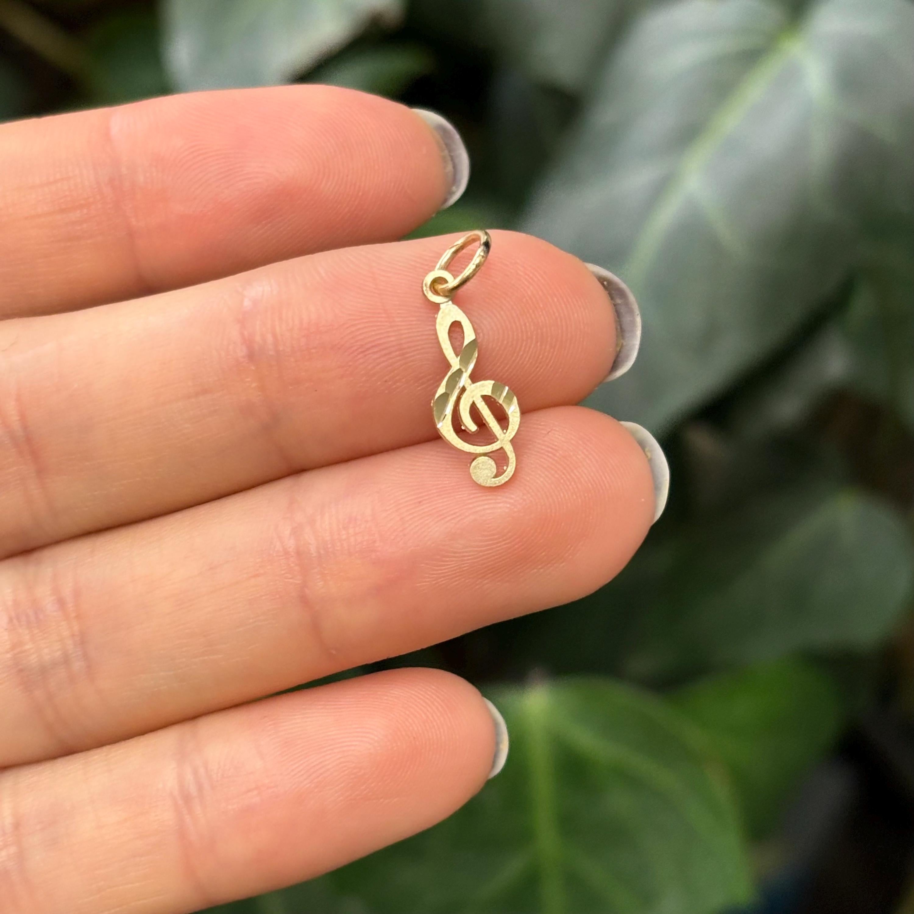 10k Gold Treble Clef Mini Charm Pendant